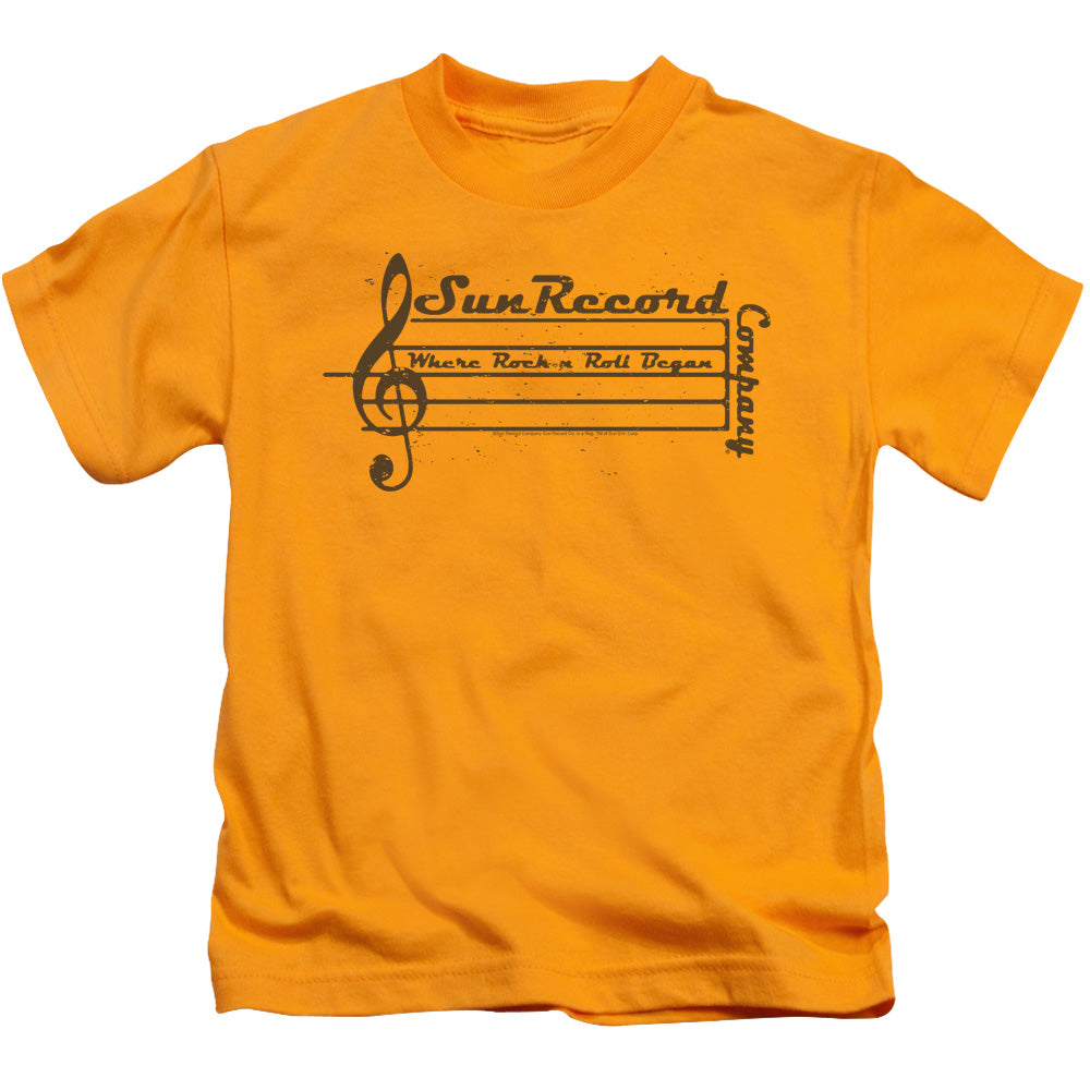 Sun Records Music Staff Juvenile Kids Youth T Shirt Gold