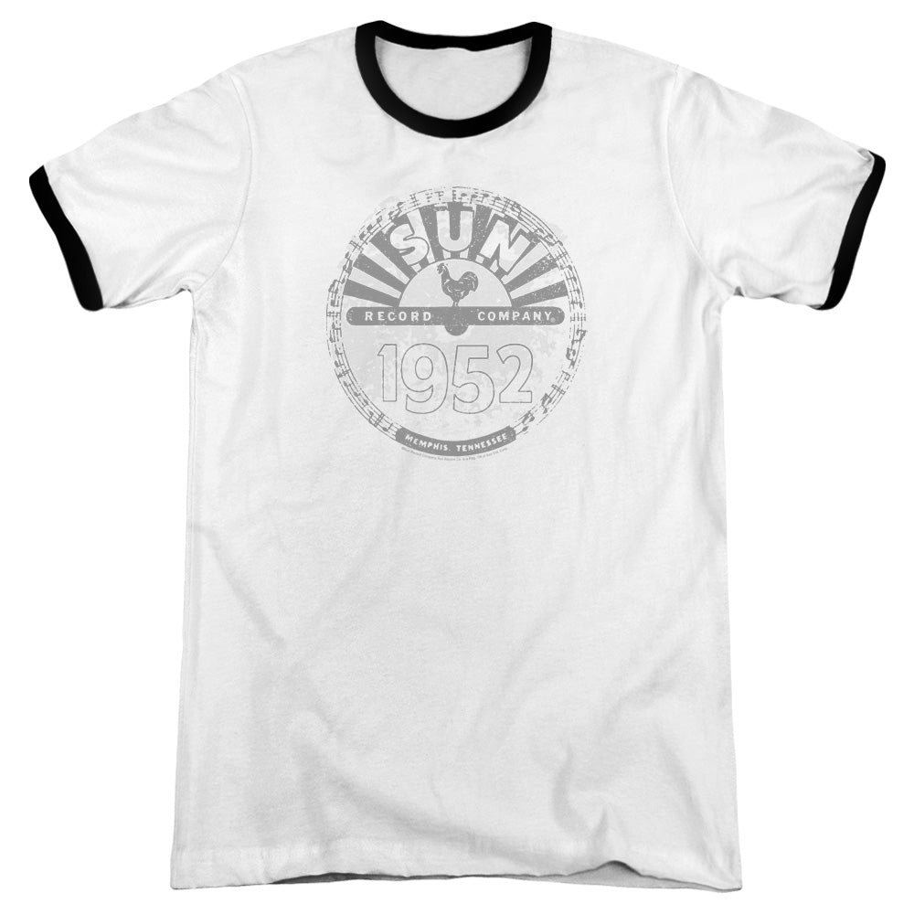 Sun Records Crusty Logo Heather Ringer Mens T Shirt White