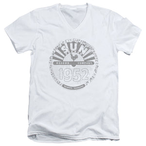 Sun Records Crusty Logo Mens Slim Fit V-Neck T Shirt White