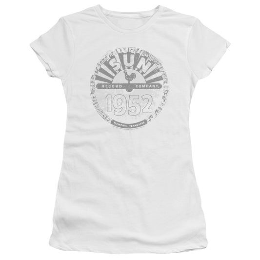 Sun Records Crusty Logo Junior Sheer Cap Sleeve Womens T Shirt White