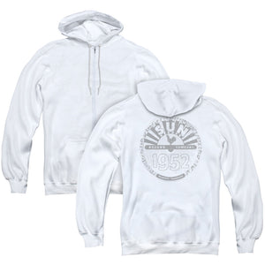 Sun Records Crusty Logo Back Print Zipper Mens Hoodie White