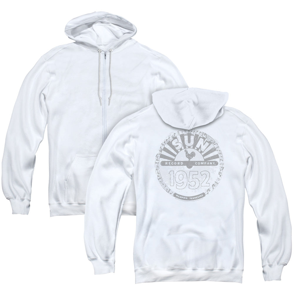 Sun Records Crusty Logo Back Print Zipper Mens Hoodie White