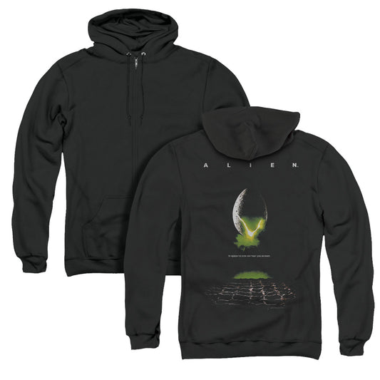 Alien Poster Back Print Zipper Mens Hoodie Black