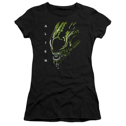 Alien Acid Drool Junior Sheer Cap Sleeve Womens T Shirt Black