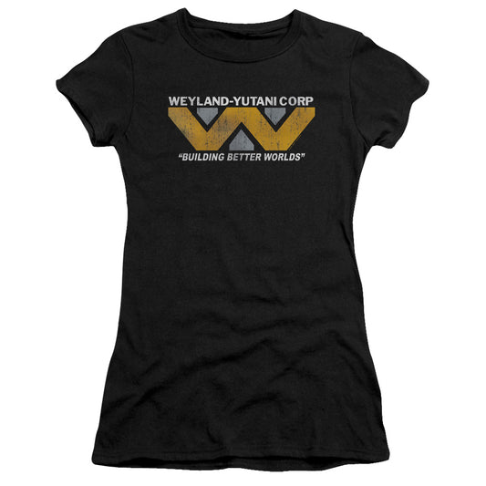 Alien Weyland Junior Sheer Cap Sleeve Womens T Shirt Black