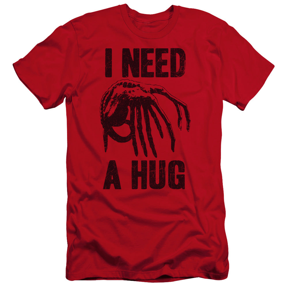 Alien Need A Hug Premium Bella Canvas Slim Fit Mens T Shirt Red