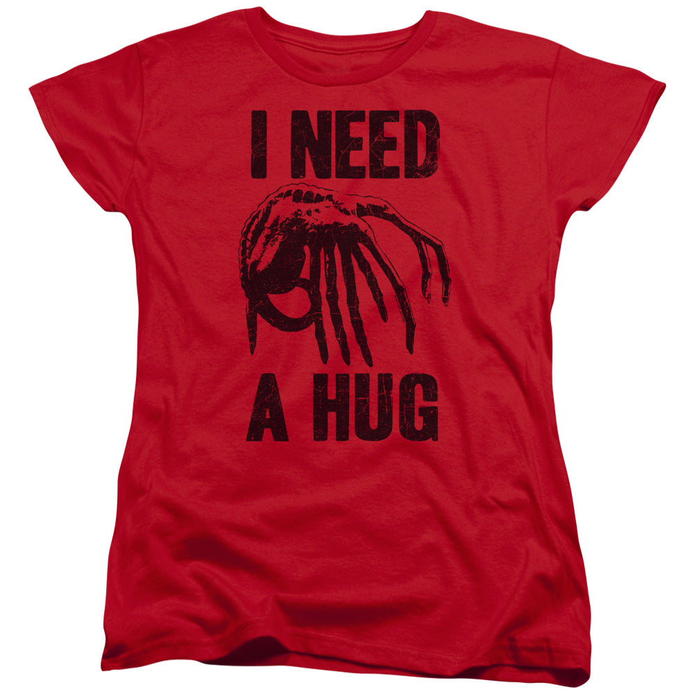 Alien Need A Hug Womens T Shirt Red