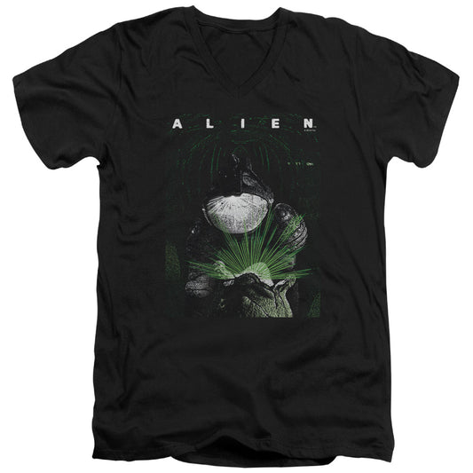 Alien Take A Peak Mens Slim Fit V-Neck T Shirt Black