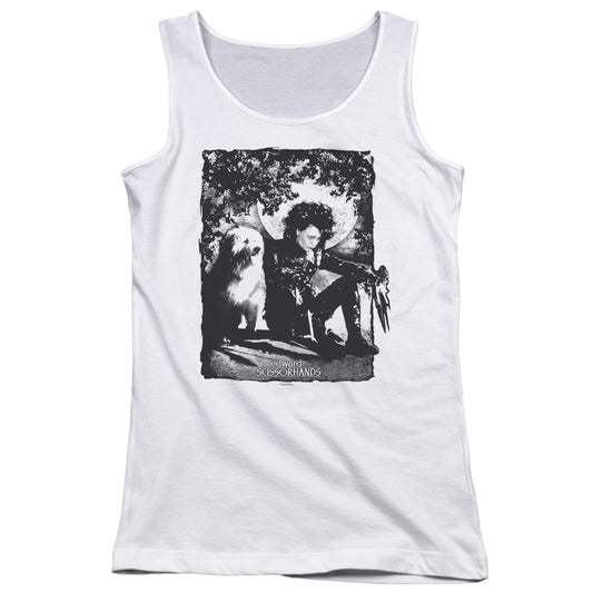 Edward Scissorhands Lucky Dog Womens Tank Top Shirt White