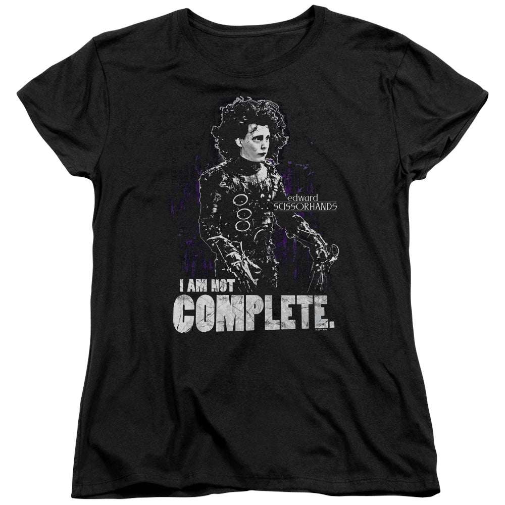 Edward Scissorhands Not Complete Womens T Shirt Black