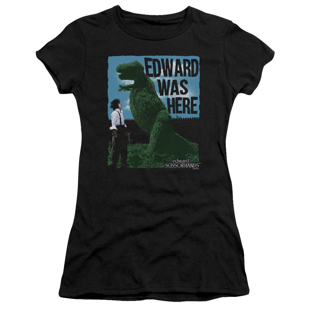 Edward Scissorhands Edward Was Here Junior Sheer Cap Sleeve Womens T Shirt Black