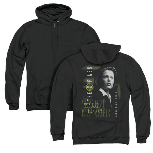 X Files Scully Back Print Zipper Mens Hoodie Black