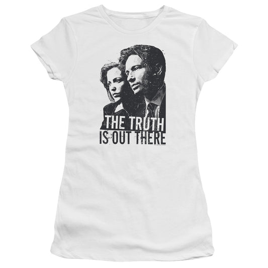 X Files Truth Junior Sheer Cap Sleeve Womens T Shirt White