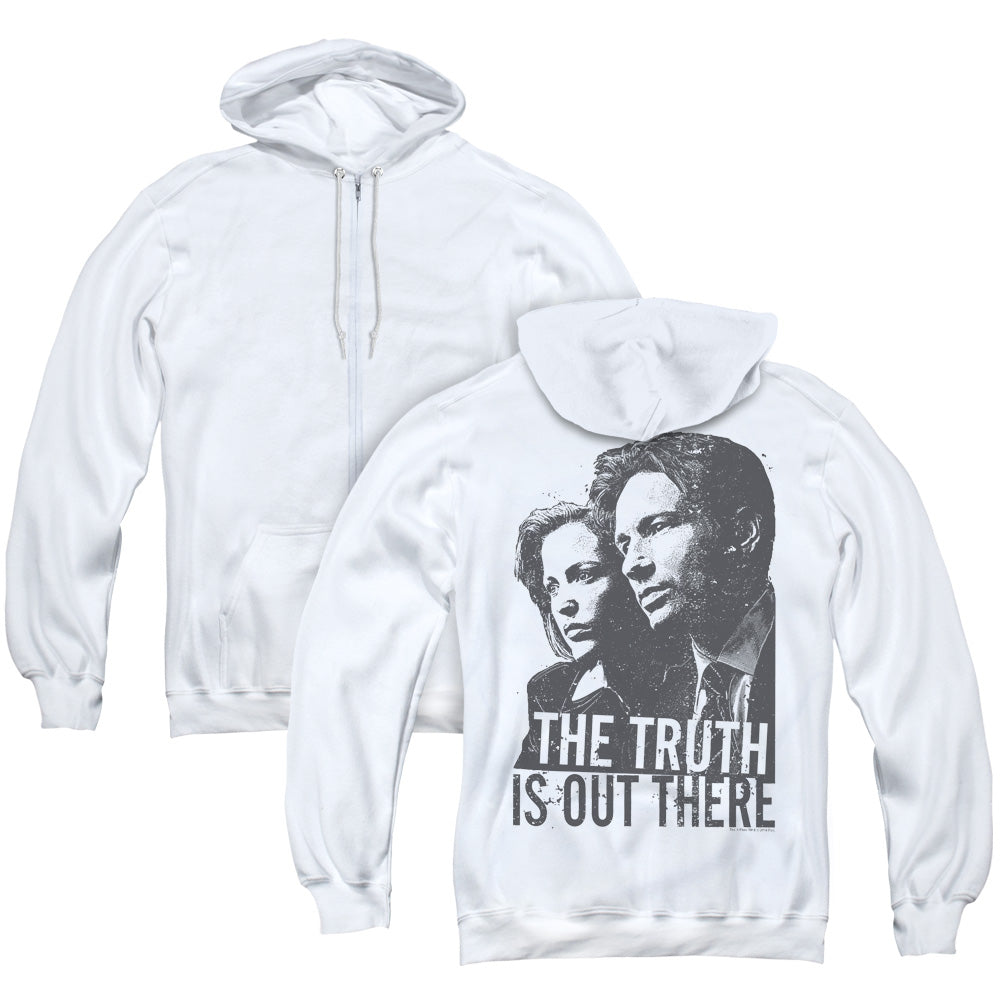 X Files Truth Back Print Zipper Mens Hoodie White