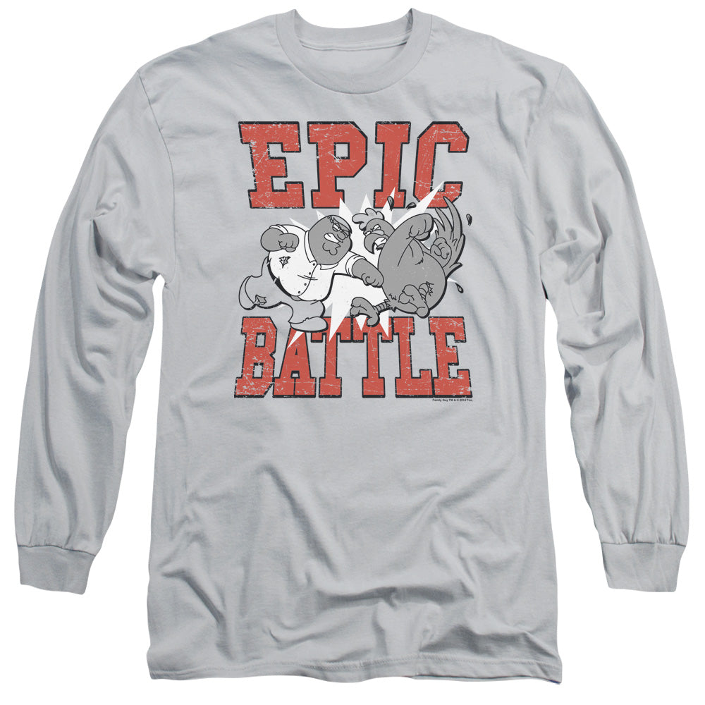 Family Guy Epic Battle Mens Long Sleeve Shirt Silver