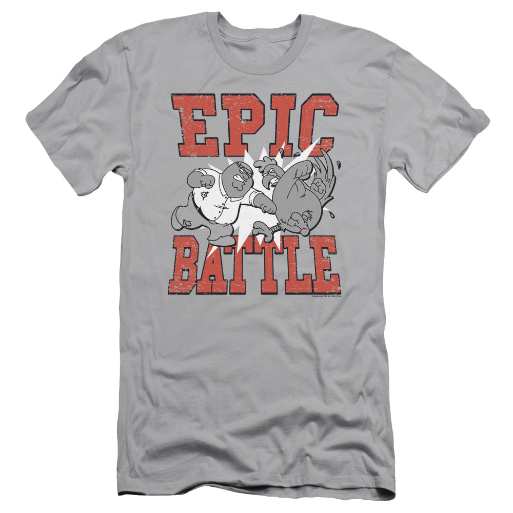 Family Guy Epic Battle Slim Fit Mens T Shirt Silver