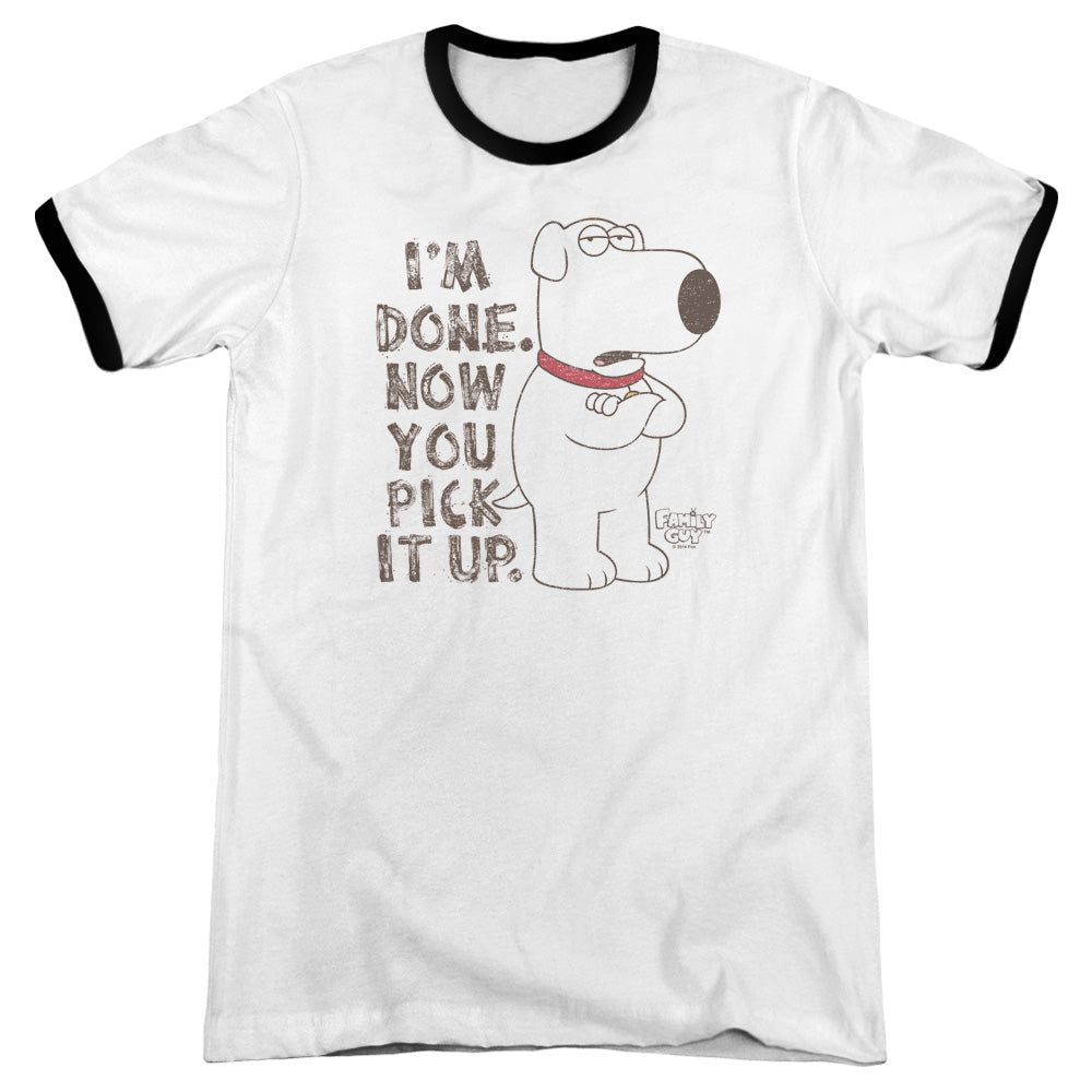 Family Guy Pick It Up Heather Ringer Mens T Shirt White Black