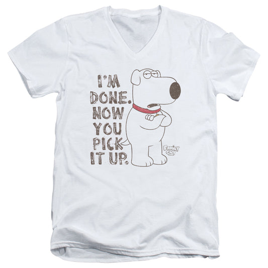 Family Guy Pick It Up Mens Slim Fit V-Neck T Shirt White