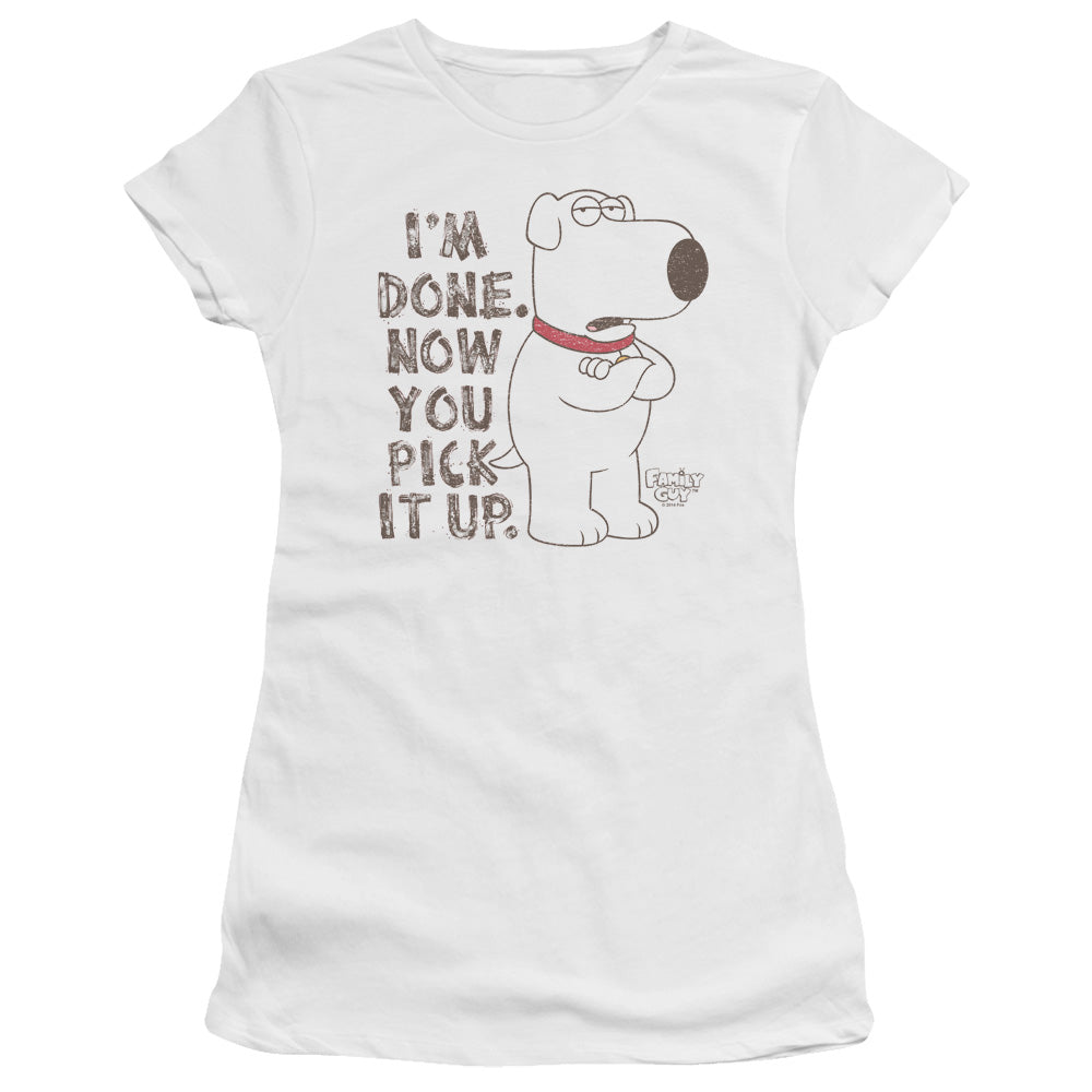 Family Guy Pick It Up Junior Sheer Cap Sleeve Womens T Shirt White