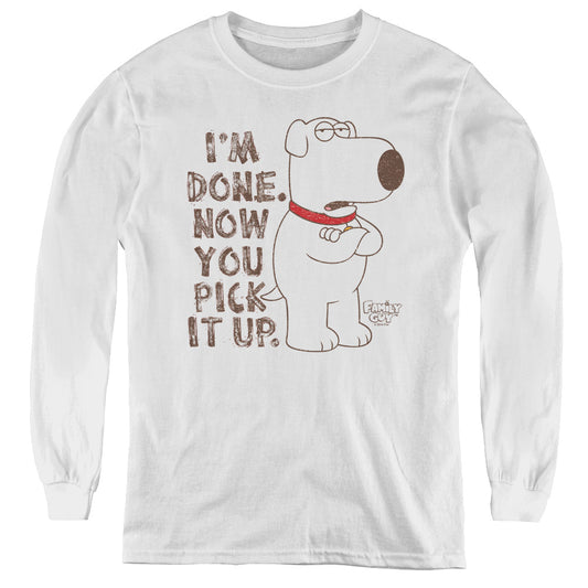 Family Guy Pick It Up Long Sleeve Kids Youth T Shirt White