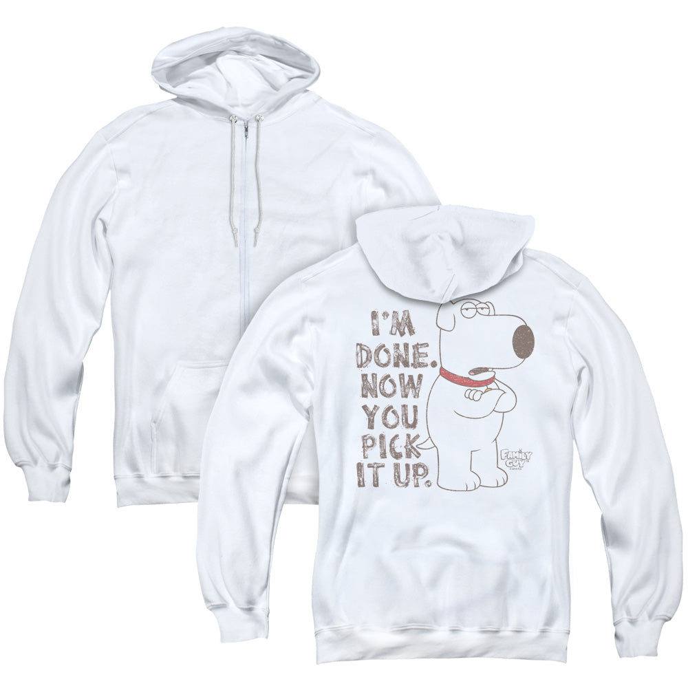 Family Guy Pick It Up Back Print Zipper Mens Hoodie White