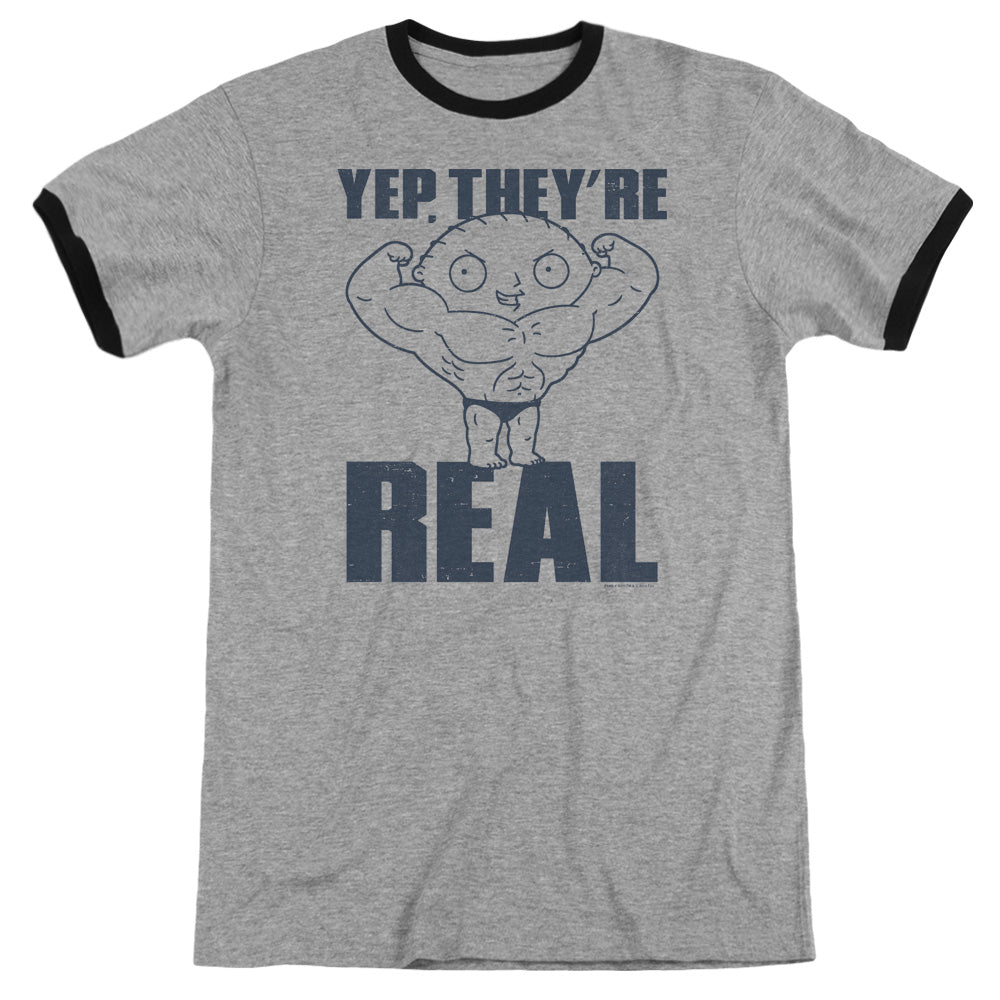 Family Guy Real Build Heather Ringer Mens T Shirt Heather