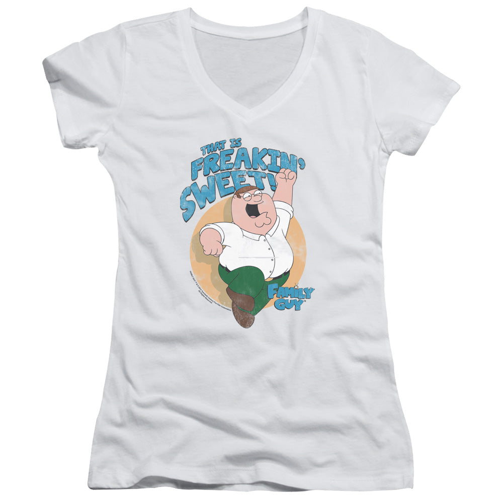 Family Guy Sweet Junior Sheer Cap Sleeve V-Neck Womens T Shirt White