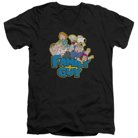 Family Guy Family Fight Mens Slim Fit V-Neck T Shirt Black