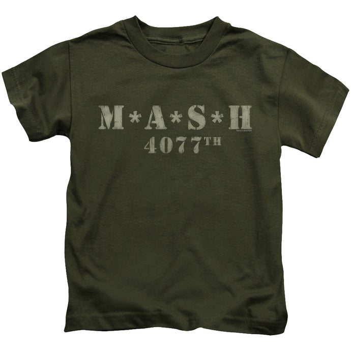 Mash Distressed Logo Juvenile Kids Youth T Shirt Military Green