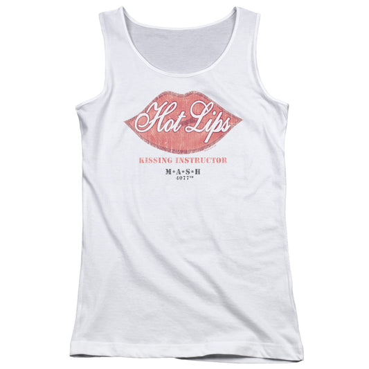 Mash Hot Lips Womens Tank Top Shirt White