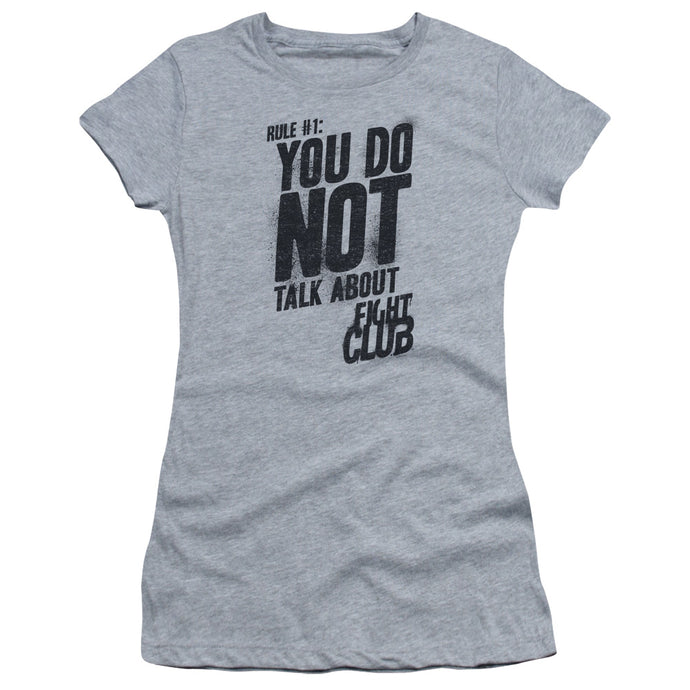 Fight Club Rule 1 Junior Sheer Cap Sleeve Womens T Shirt Athletic Heather