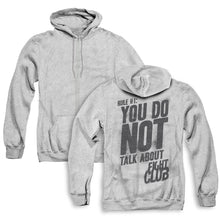 Load image into Gallery viewer, Fight Club Rule 1 Back Print Zipper Mens Hoodie Athletic Heather