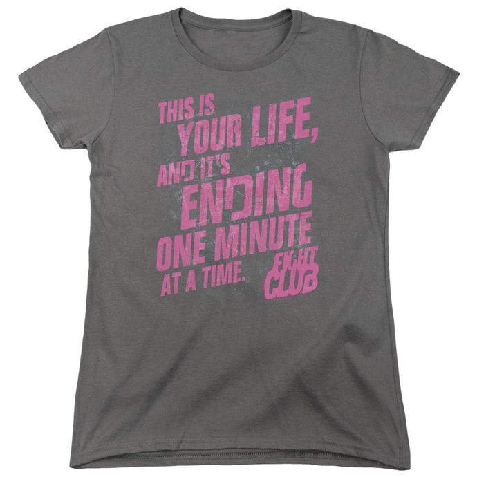 Fight Club Life Ending Womens T Shirt Charcoal
