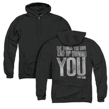 Load image into Gallery viewer, Fight Club Owning You Back Print Zipper Mens Hoodie Black