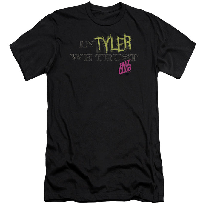 Fight Club In Tyler We Trust Premium Bella Canvas Slim Fit Mens T Shirt Black