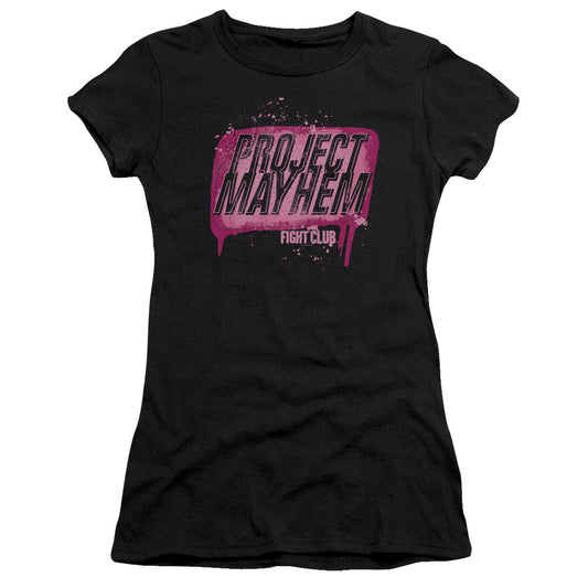 Fight Club Project Mayhem Junior Sheer Cap Sleeve Womens T Shirt Black