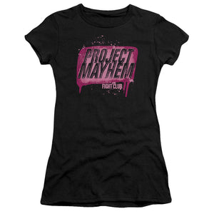 Fight Club Project Mayhem Junior Sheer Cap Sleeve Womens T Shirt Black