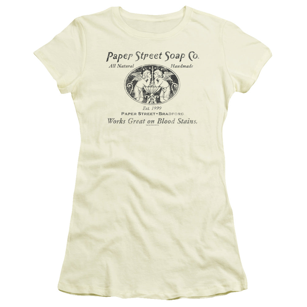 Fight Club Paper Street Junior Sheer Cap Sleeve Womens T Shirt Cream