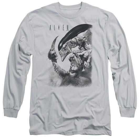 Alien Decapitatedmens Long Sleeve Shirt Silver