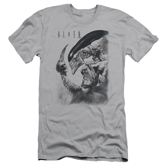 Alien Decapitated Slim Fit Mens T Shirt Silver