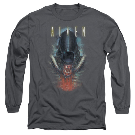 Alien Bloody Jaw Mens Long Sleeve Shirt Charcoal