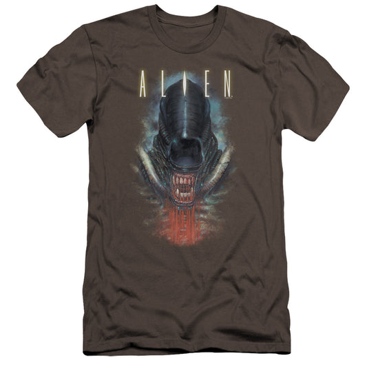 Alien Bloody Jaw Premium Bella Canvas Slim Fit Mens T Shirt Charcoal