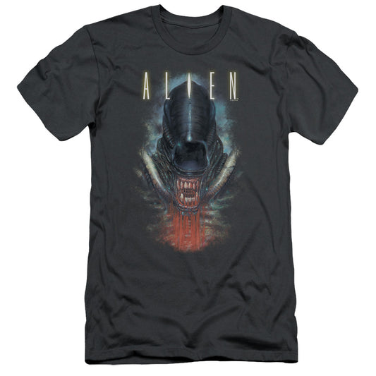 Alien Bloody Jaw Slim Fit Mens T Shirt Charcoal