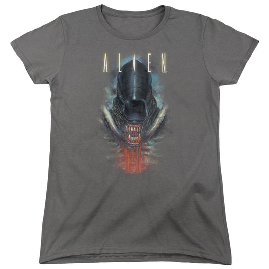 Alien Bloody Jaw Womens T Shirt Charcoal