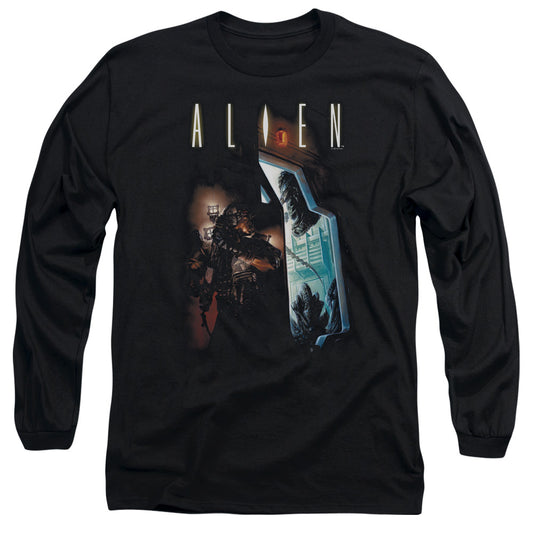 Alien Around The Cornermens Long Sleeve Shirt Black