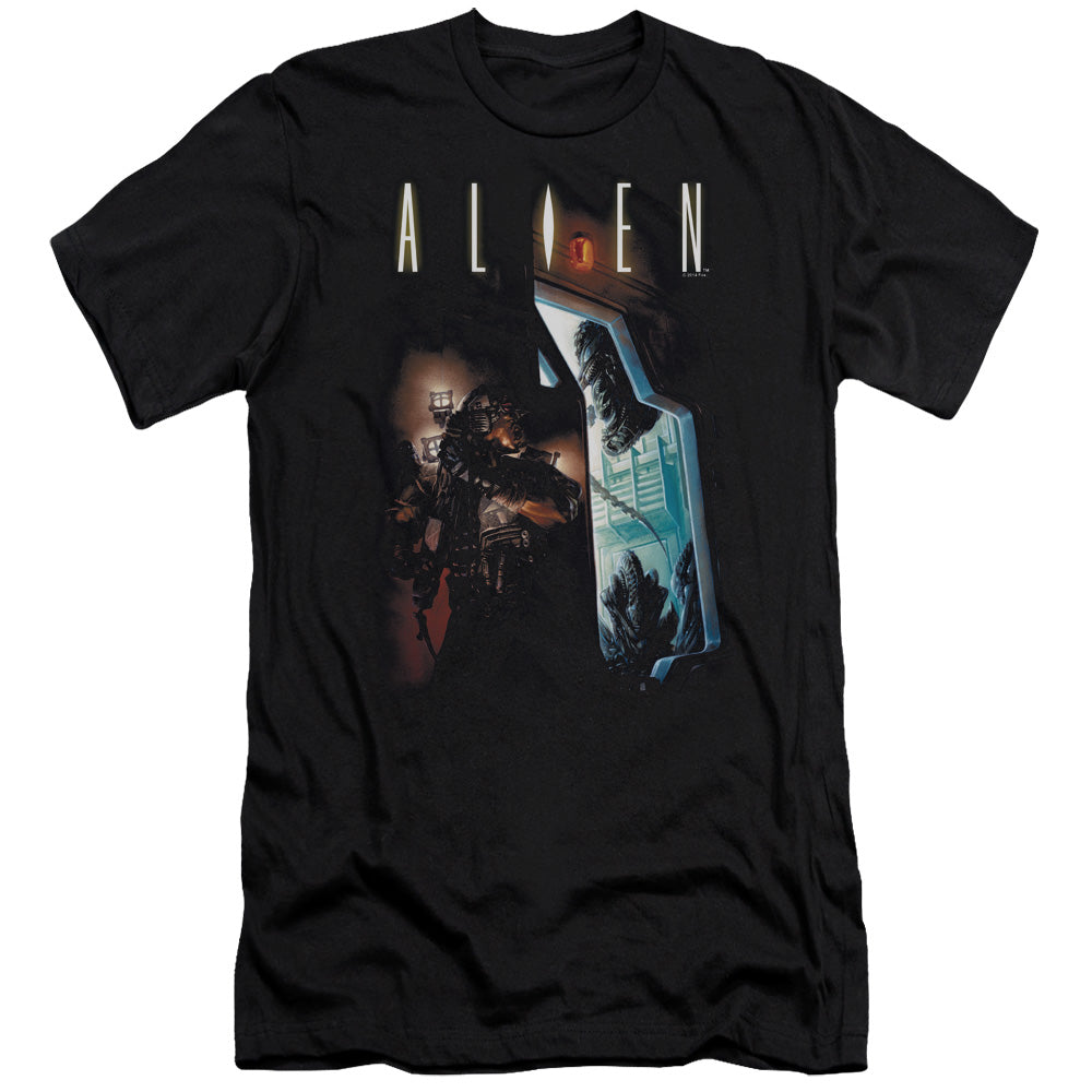 Alien Around The Corner Slim Fit Mens T Shirt Black