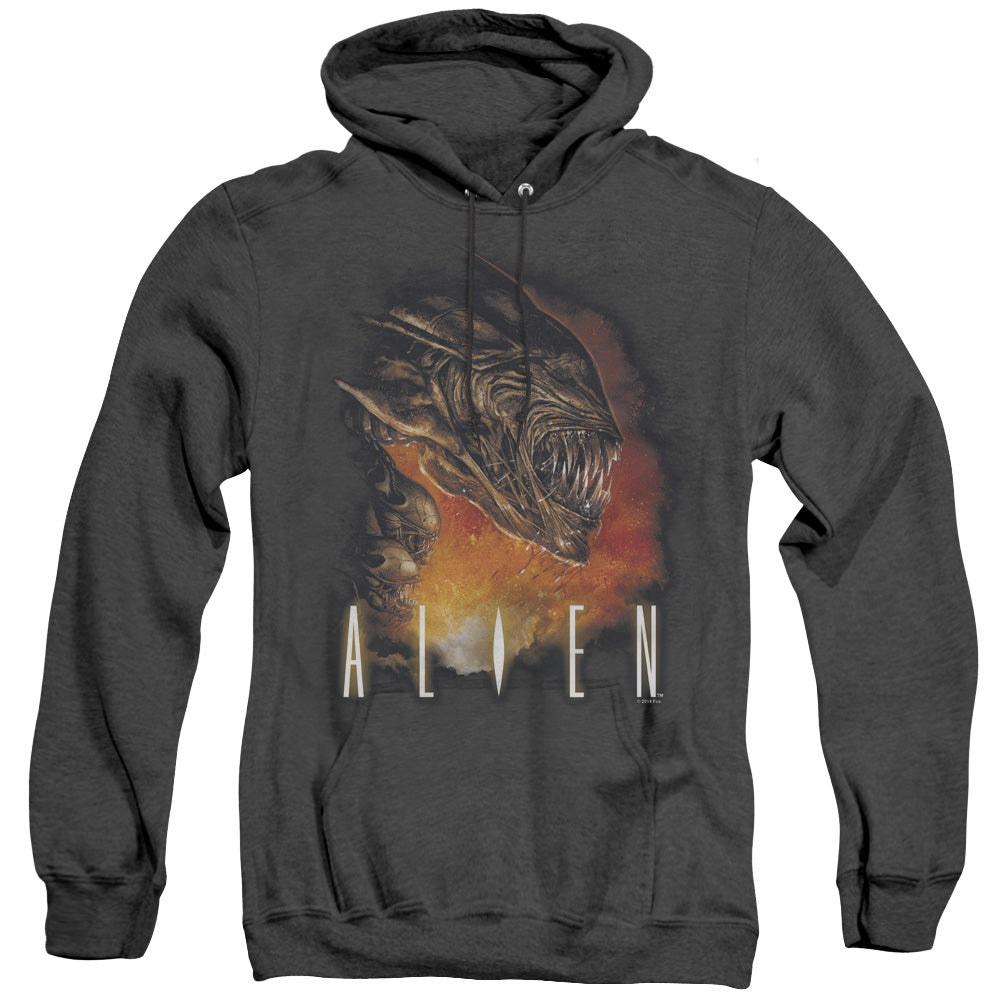 Alien Fangs Heather Mens Hoodie Black