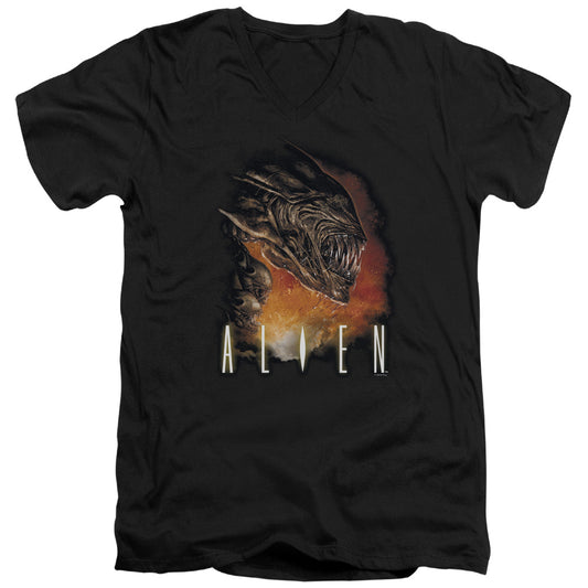 Alien Fangs Mens Slim Fit V-Neck T Shirt Black