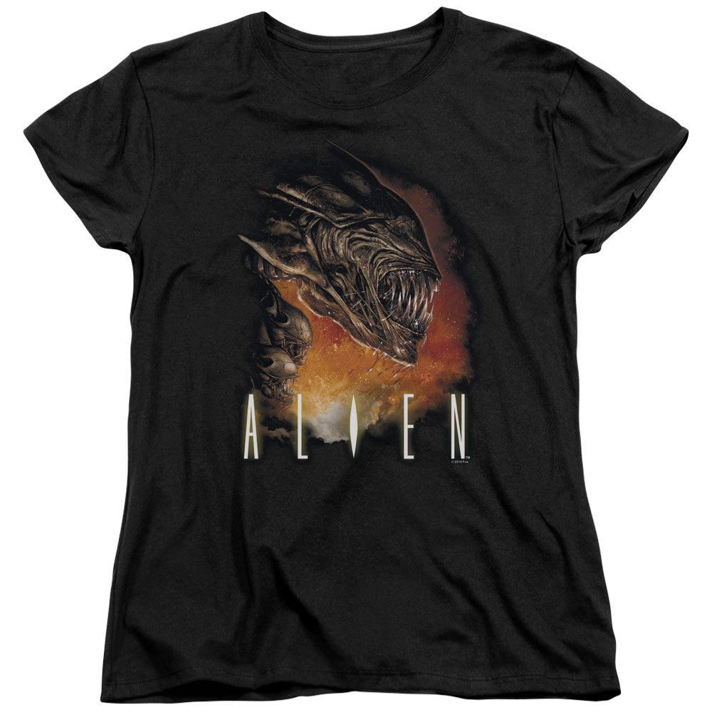 Alien Fangs Womens T Shirt Black