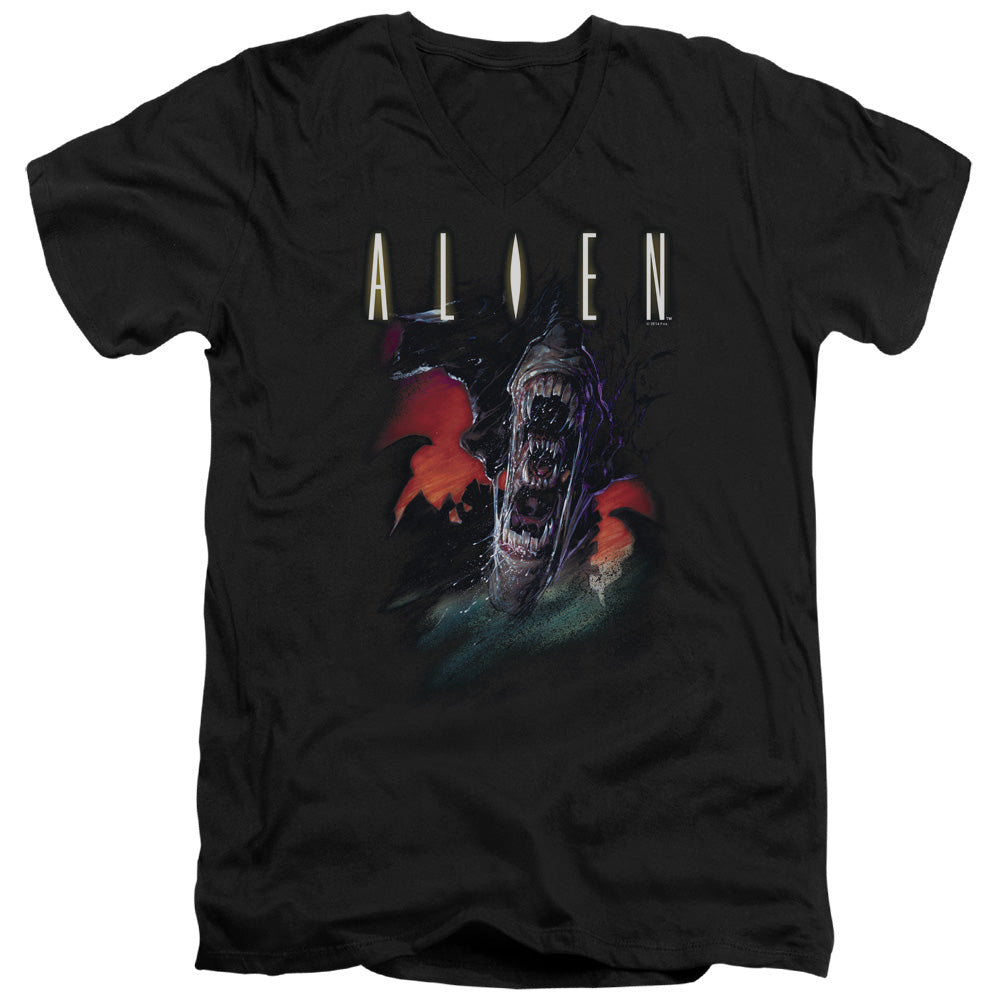 Alien Queen Mens Slim Fit V-Neck T Shirt Black